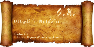 Oltyán Milán névjegykártya